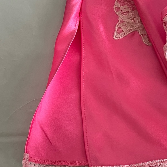 Betsey Johnson Fuchsia Satin Chemise with Lace - Picture 15 of 16